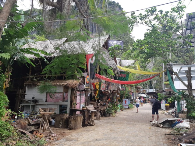 The walking street at Railay, lined with shops and bars
